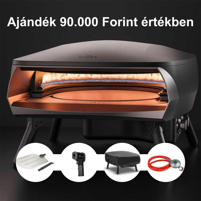 Witt Etna Rotante Pizzakemence – Fekete – Ajándék pizzalapát, infravörös hőmérő, védőhuzat, gázreduktor