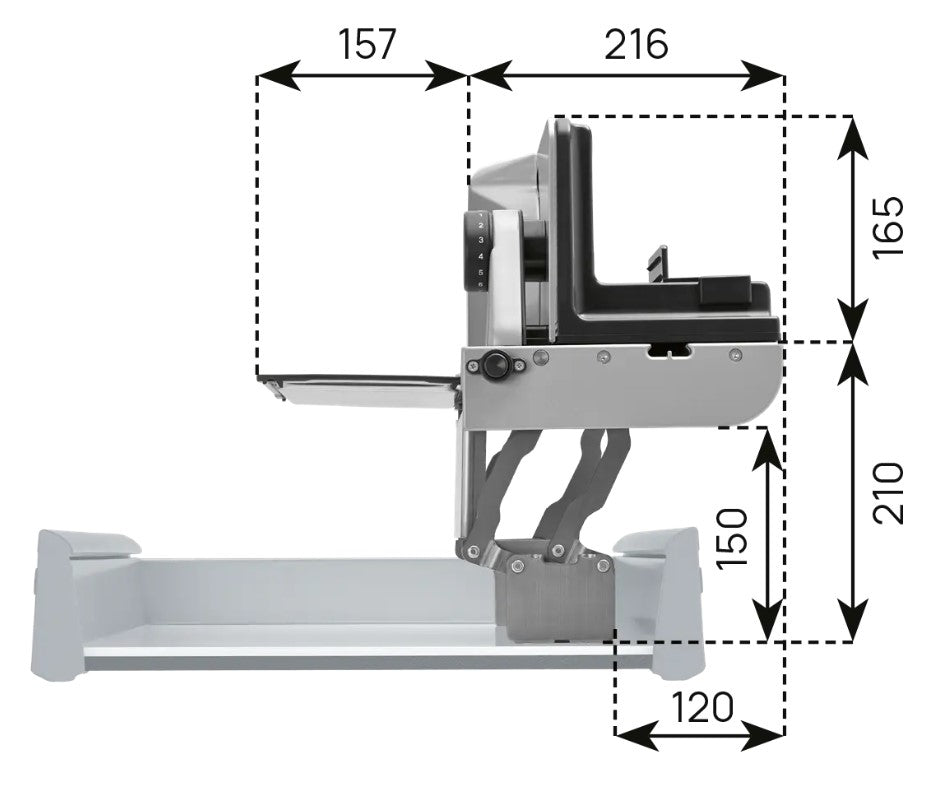 RITTER fiókba építhető szeletelő, magas zsanérhoz, jobb oldali vágófelület