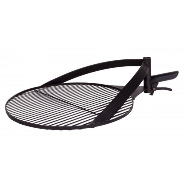60 cm-es acél grillrács fogantyúval – BANDITO/MONTANA X tűzrakó tálhoz, újrahasználható szénacél, 5 mm rácsrudak.
