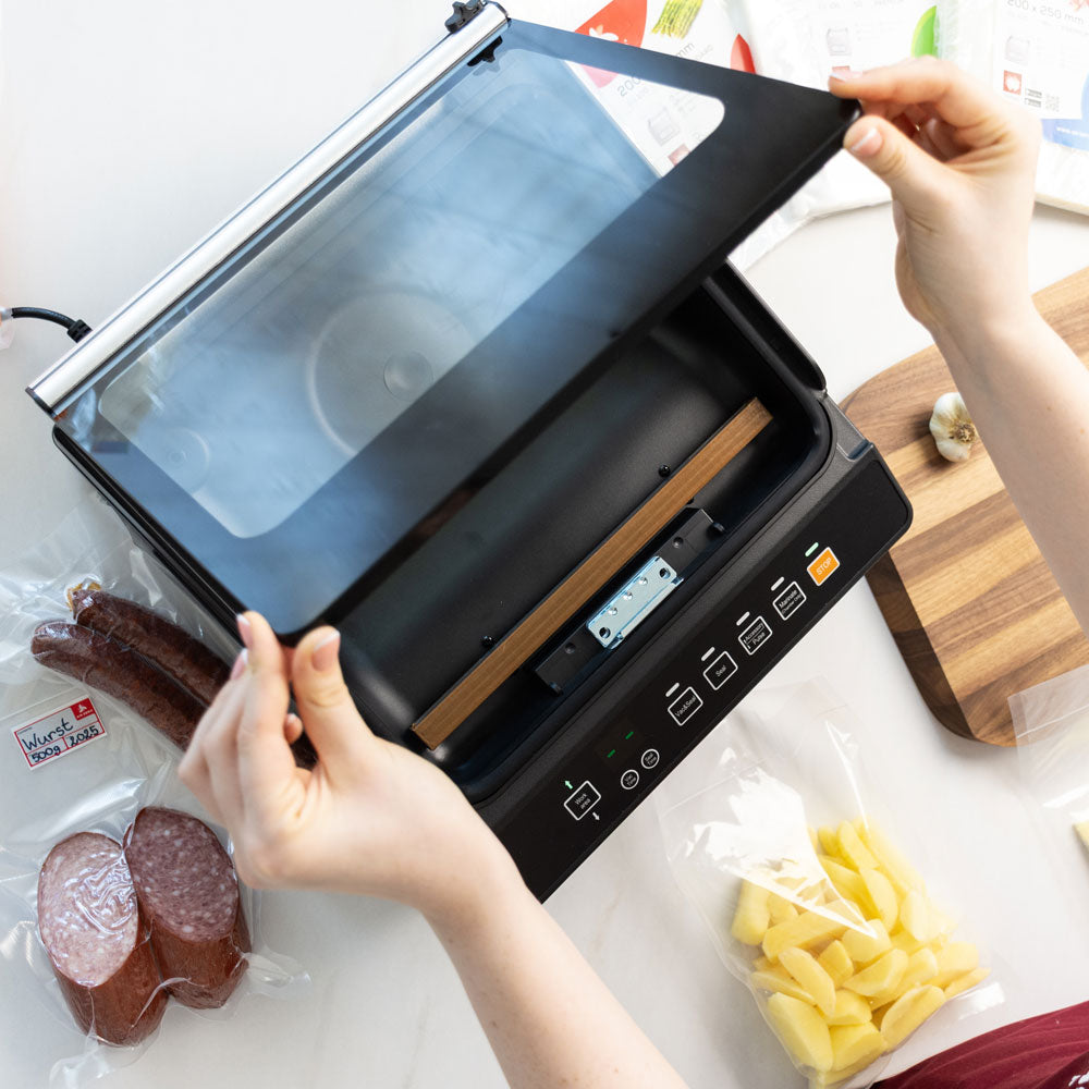 Air Zero Dualis vákuumozógép – kamrás és külsős egyben, profi minőség otthonra, nyitás felülnézetben