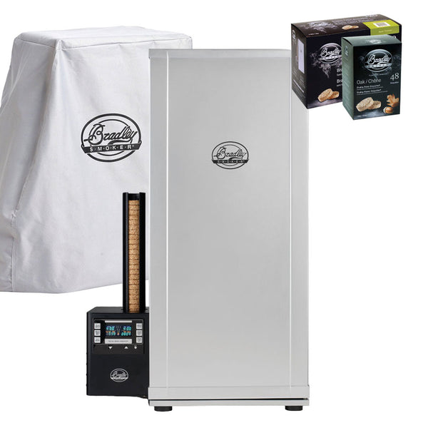 Bradley Digital Super Pack - 6 polcos füstölőszekrény + takaróponyva + 2 féle füstölőkorong