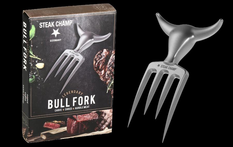 STEAK CHAMP BULL Fork és doboza.