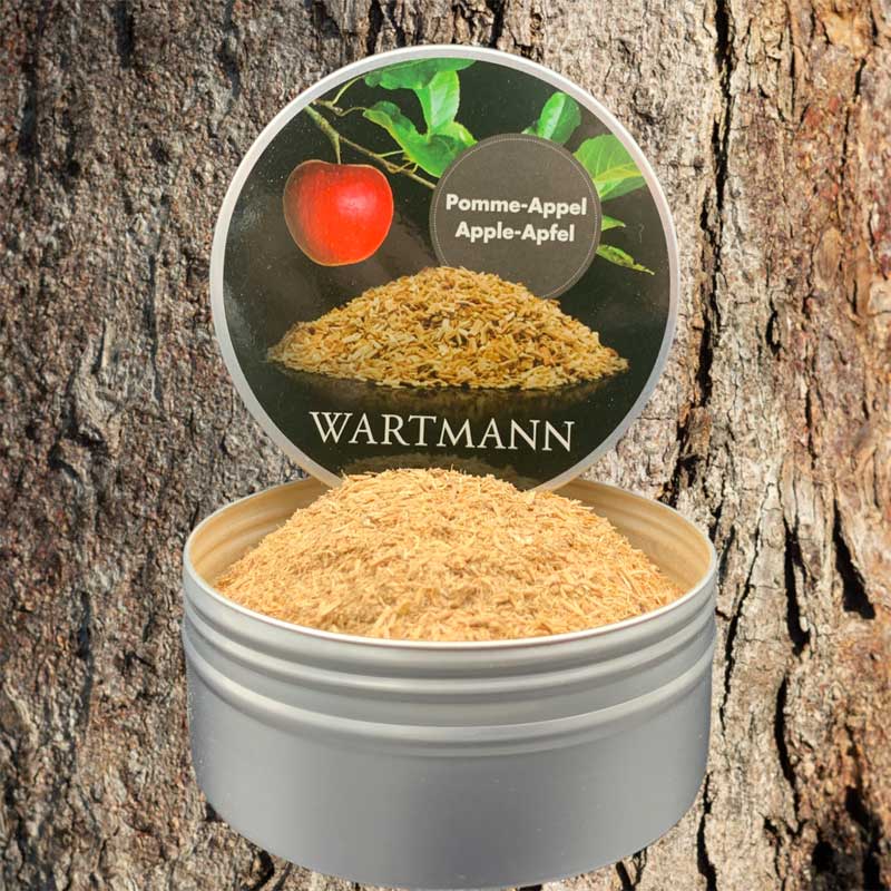 Wartmann almafaforgács nyitott fémdobozban