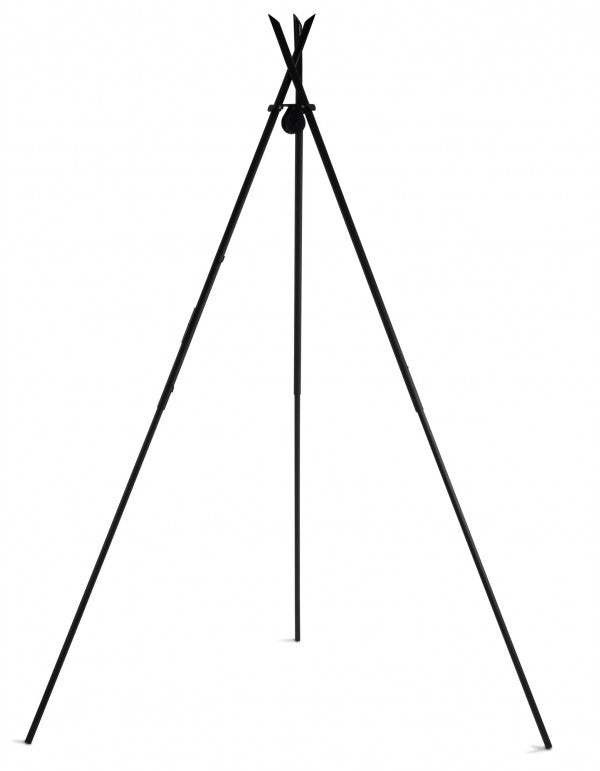 Acél háromláb TIPI, 210 cm, porfestett – tűzrakó tál fölé, felső vezetőcsigával.