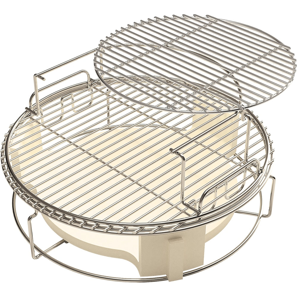 Big Green Egg EGGspander rendszer convEGGtor kővel és több szintes rozsdamentes rácsszerkezettel

