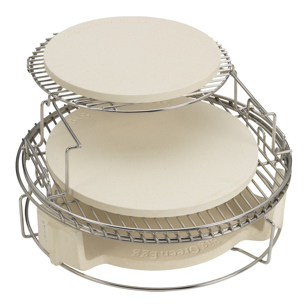 Big Green Egg EGGspander rendszer dupla kerámialappal és rozsdamentes tartószerkezettel, indirekt sütéshez

