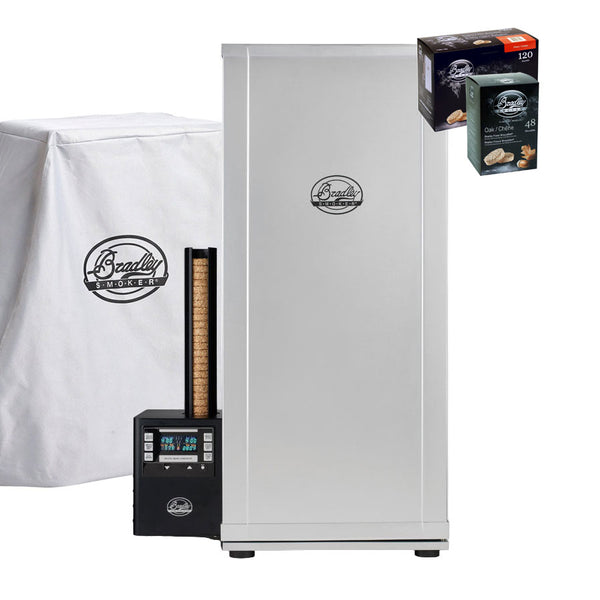 Bradley Digital Super Pack - 6 polcos füstölőszekrény + takaróponyva + 2 féle füstölőkorong