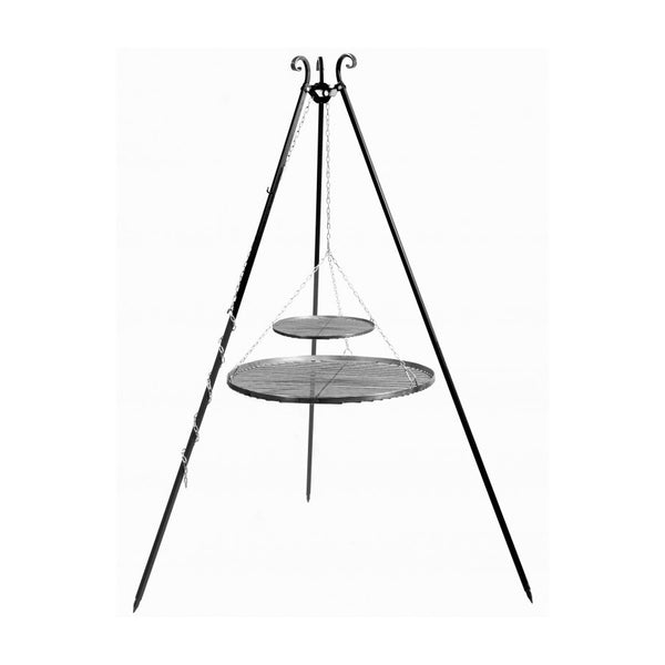 Cook King 180 cm-es háromlábú grill – dupla grillráccsal (40+70 / 40+80 cm)