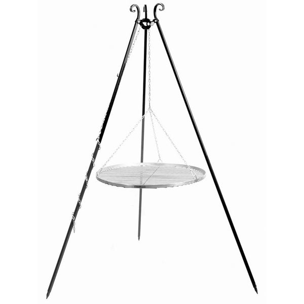 Cook King 180 cm-es háromlábú grill rozsdamentes acél grillráccsal (50–80 cm)