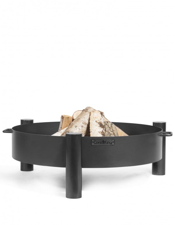 Cook King HAITI kerti tűztál – oldalsó fogantyús, kézzel készült nyersacél tűzrakó (60–80 cm)