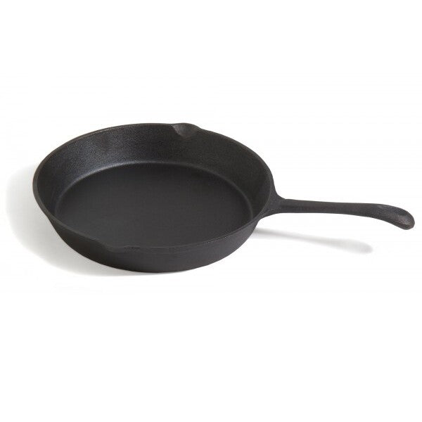 Cook King hosszú nyelű 28 cm-es öntöttvas serpenyő két oldalán kiöntőcsőrrel