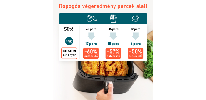 Cosori Premium Forrólevegős Sütő CP158-AF-RXB Fekete 5,5L