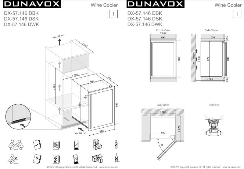 Dunavox 57 palackos borhűtő DX-57.146DWK