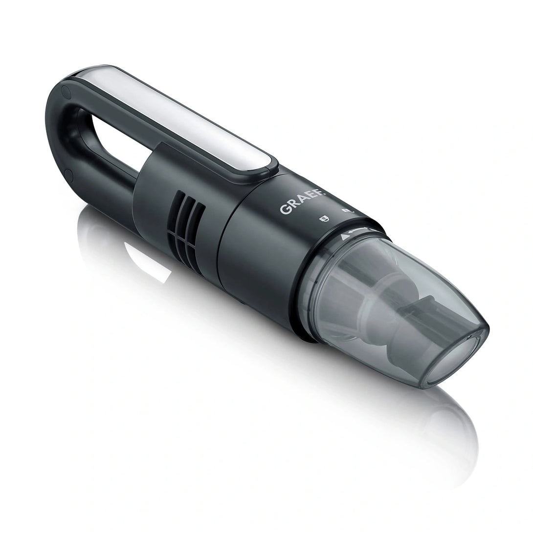 GRAEF KrümelChef KC502 morzsaporszívó kefés fejjel, konyhapulton lévő kávéőrlemény felszívása