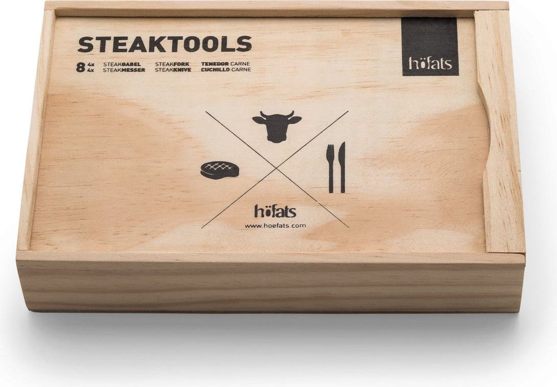 Höfats STEAK TOOLS steak kés és villa készlet (4db) - ajándék díszdoboz.