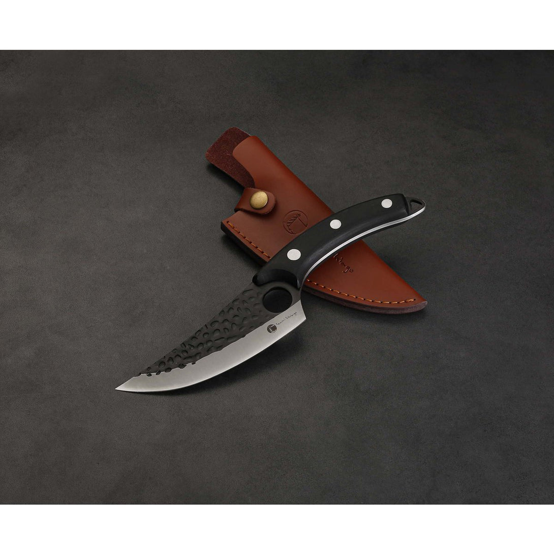 IZUMI ICHIAGO kültéri konyhakés fekete pakkafa markolattal és kovácsolt acélpengével, fő nézet.