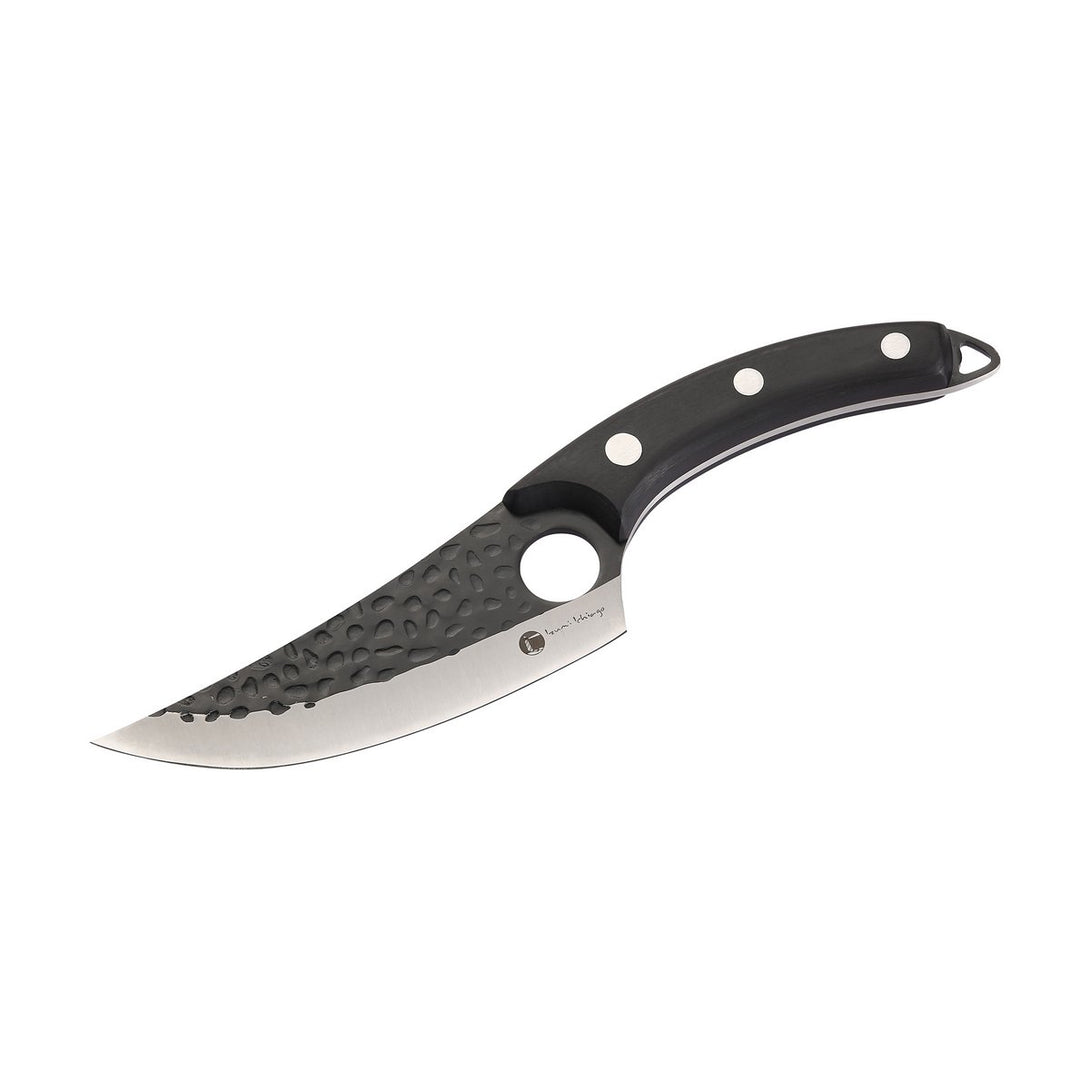 IZUMI ICHIAGO kültéri konyhakés fekete pakkafa markolattal és kovácsolt acélpengével, fő nézet.