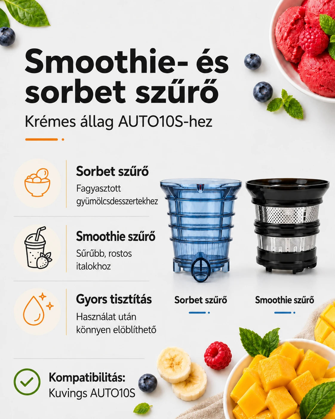 Kuvings AUTO10S smoothie és sorbet szűrőszett