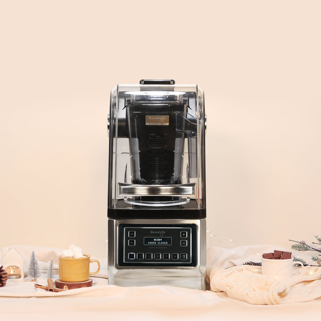 CB980 Professional Auto Blender – ezüst/fekete kivitel, beépített zajcsökkentő hangburkolattal, stúdiókörnyezetben
