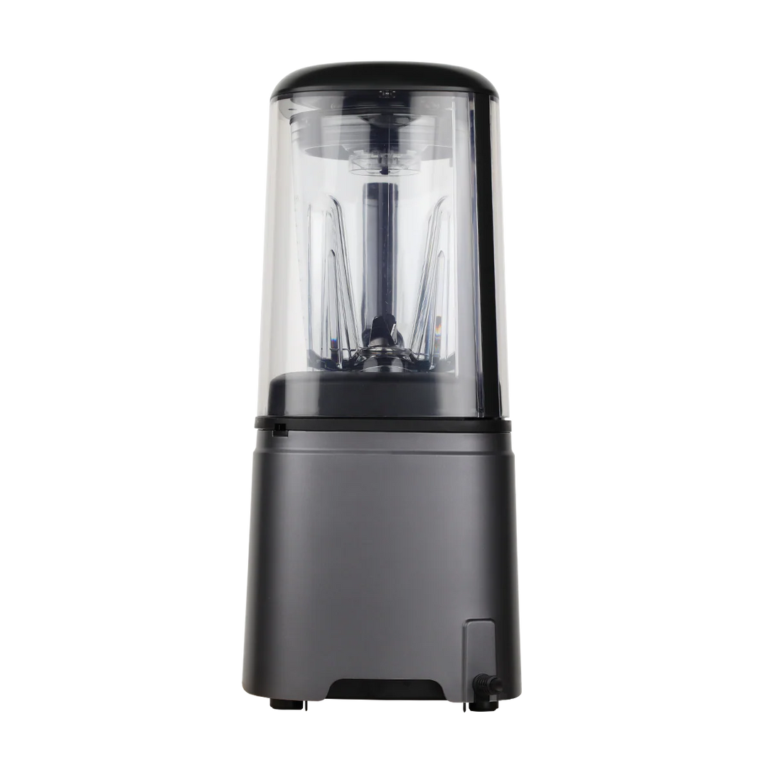 Kuvings SV-400M Gunmetal kivitel háromnezetben, előlapján programgombokkal és fordulatszabályzó tárcsával, vákuumtechnológiás blender.