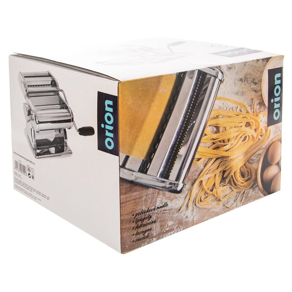 Orion prémium tésztagép doboza – fém ház, kézi hajtókar, lasagne és tagliatelle készítéséhez