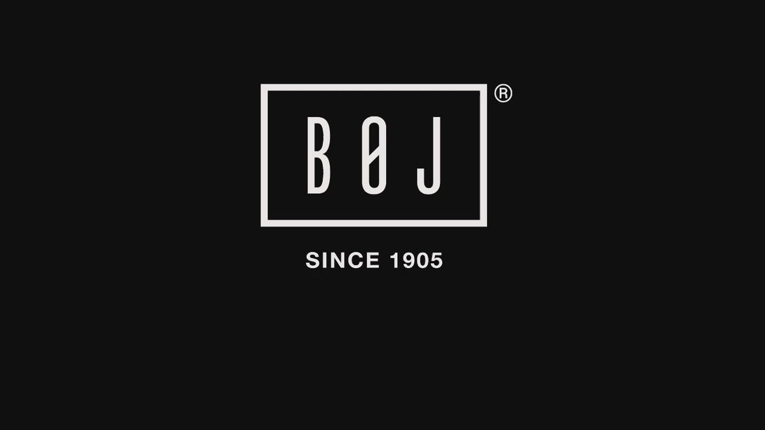 BOJ márkalogó fekete háttéren, "Since 1905" felirattal, fehér keretben megjelenítve, termékvideó borító.