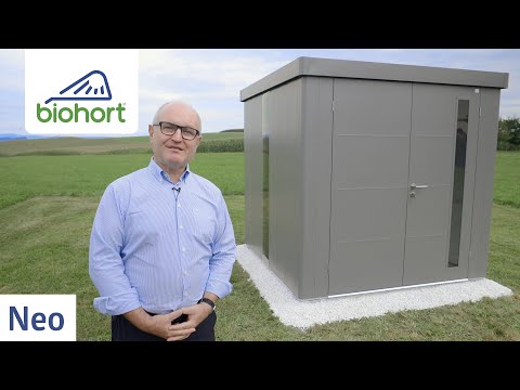 Biohort Neo kerti szerszámtároló kvarcszürke-metál színben, bemutató videó borítókép.