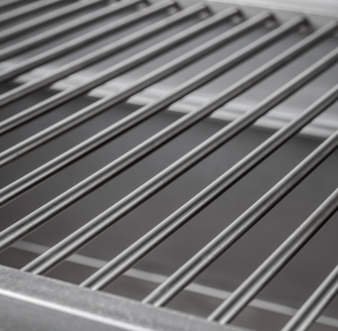 Pujadas Countertop Open Grill O grillrács pálcás kialakítás közelről, rozsdamentes acél rudakkal