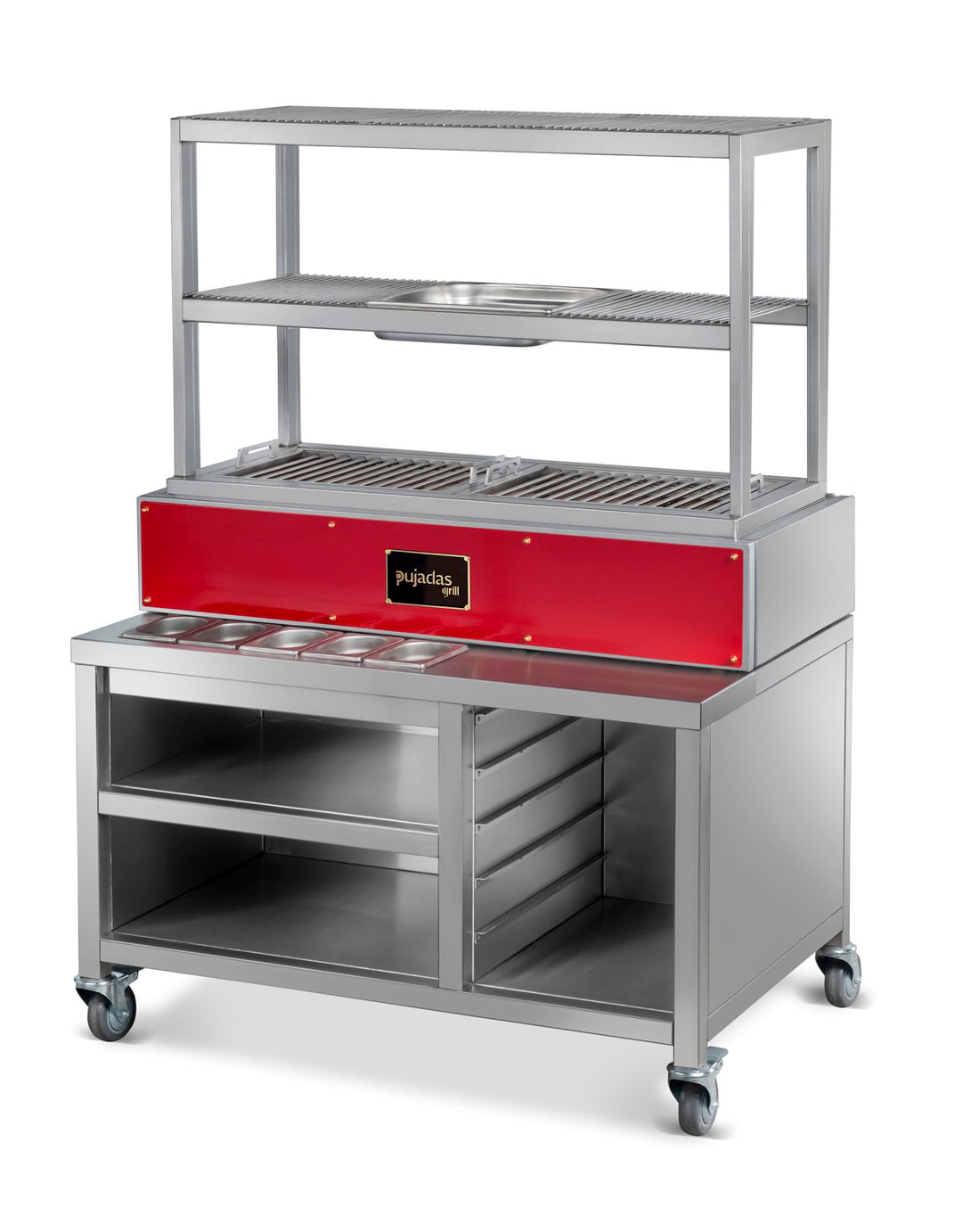 Pujadas nyitott robata grill bordo elolappal, kompakt professzionalis grill