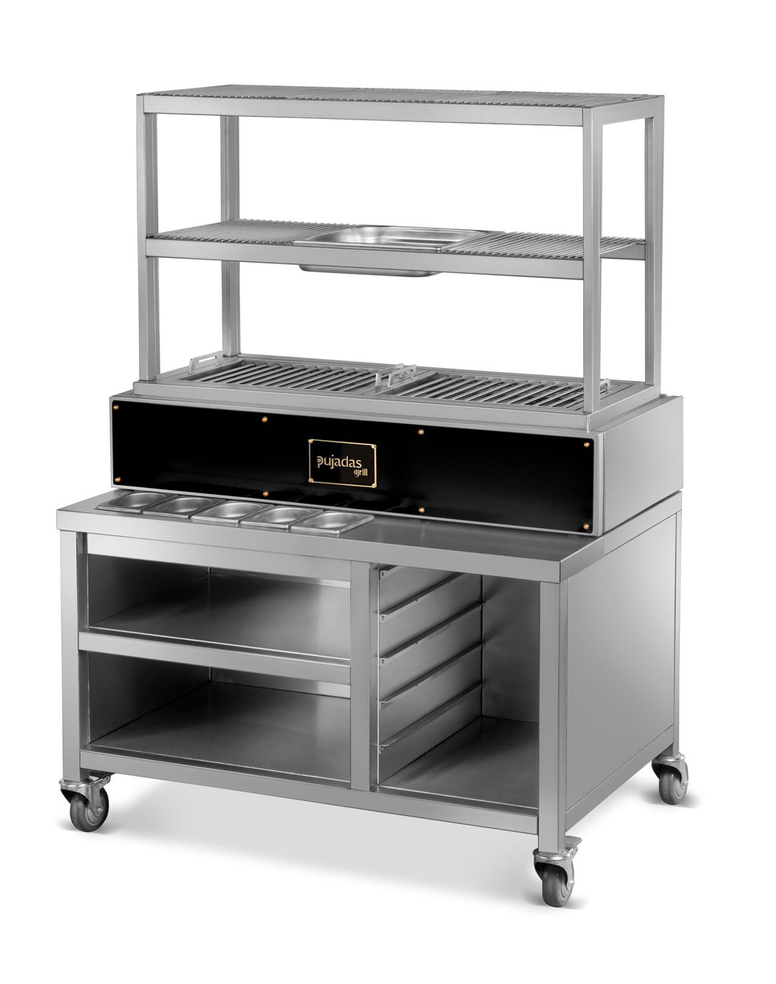 Pujadas nyitott robata grill fekete elolappal, 3 sutesi szinttel