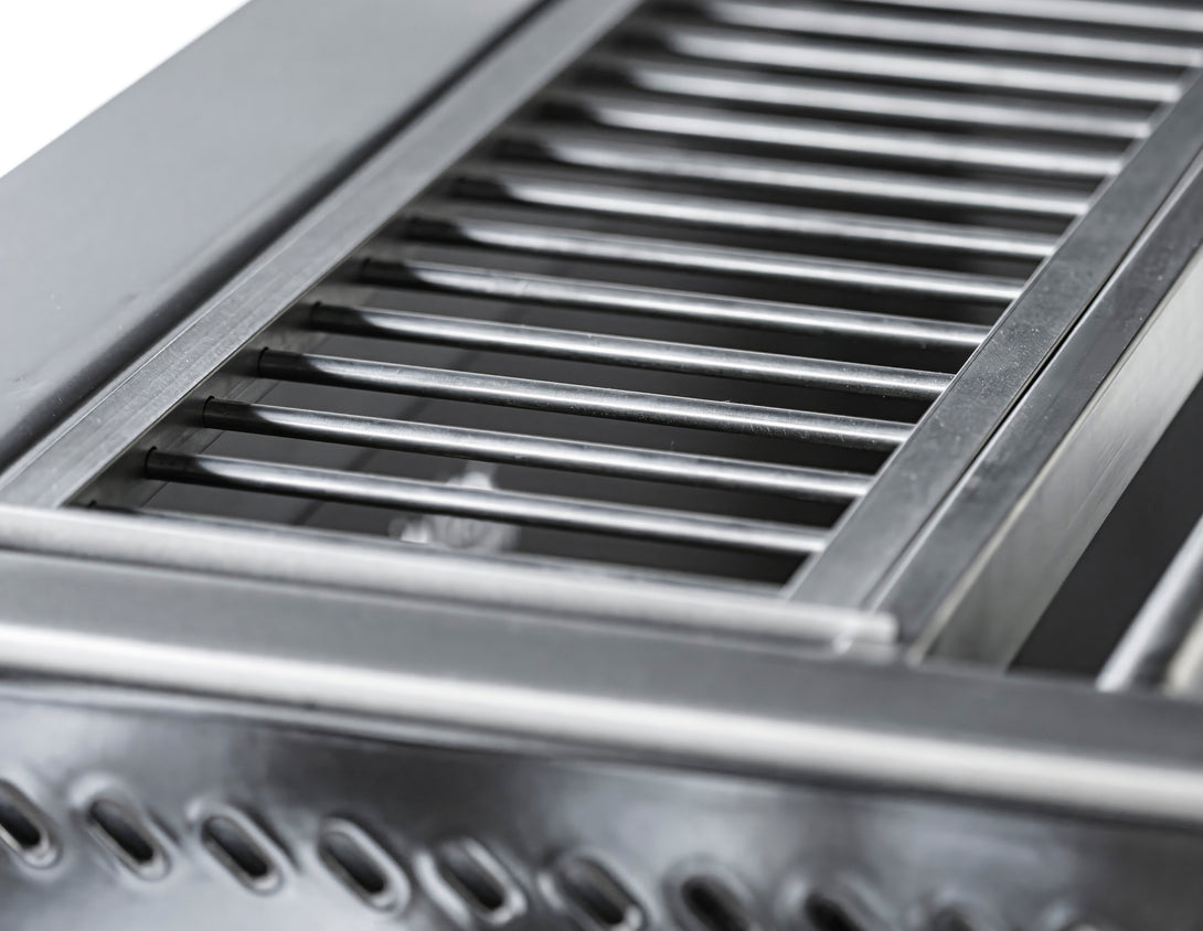 O grillrács (pálcás) keretes részlet, rozsdamentes acél, Pujadas Open Grill