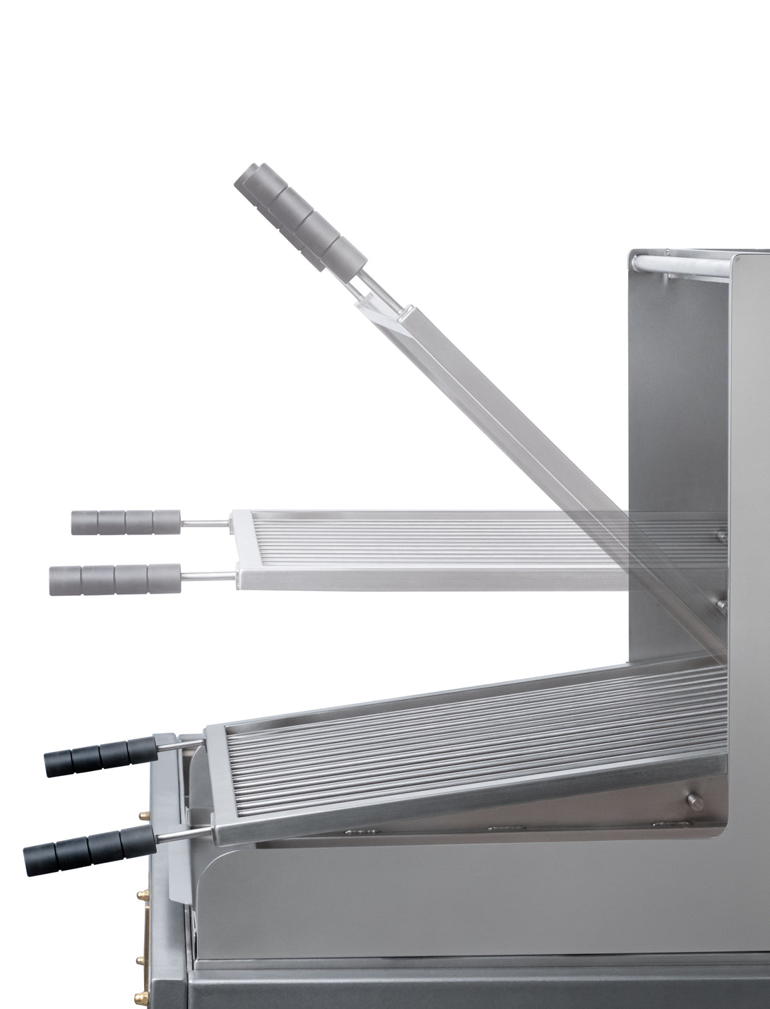 Open Grill Lite billenthető rács három állásban: begyújtás, edényhasználat, zsírfelfogás