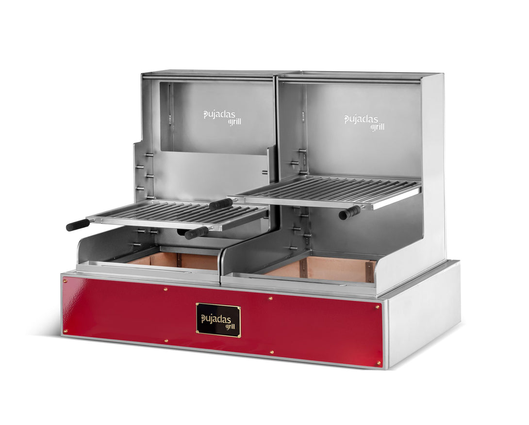 Pujadas pultos nyitott faszenes grill Lite bordó kivitelben, pultos telepítéshez