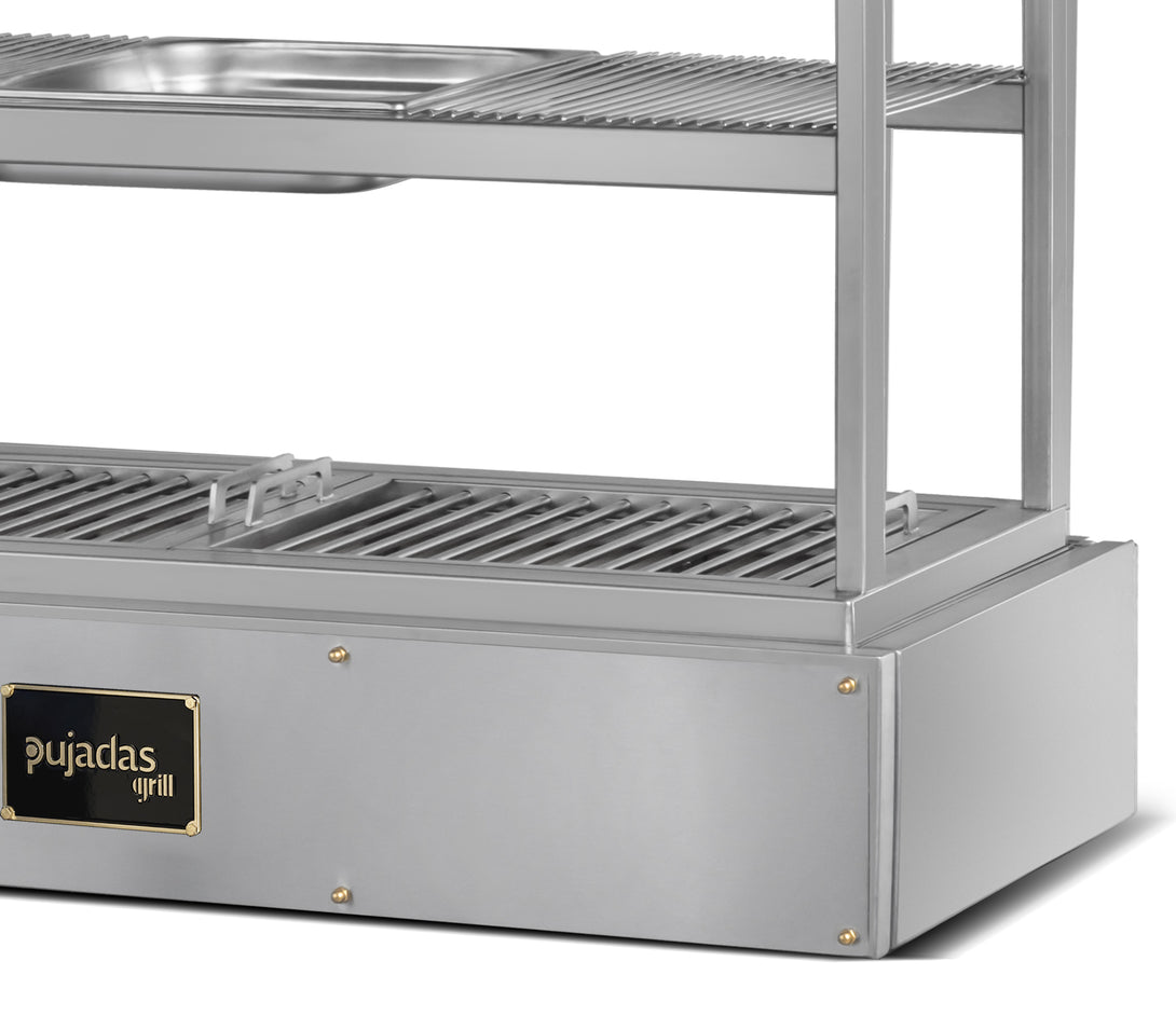 Ezüstmetál előlapos kivitel alsó rácsszinttel – Pujadas pultos robata grill