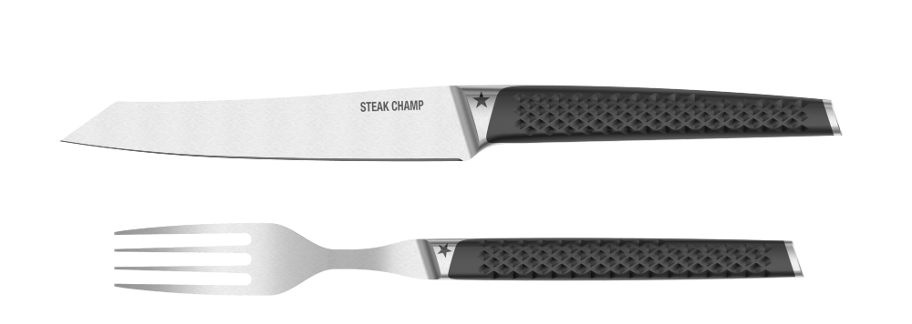 STEAK CHAMP kés és villa szett mágneses dobozban (2 pár)