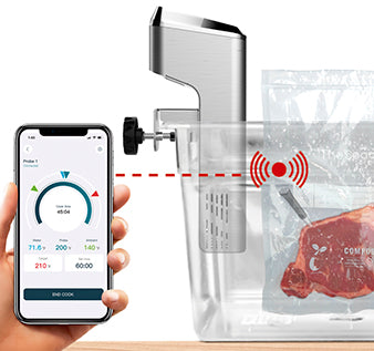 Vestemp BP20 vezeték nélküli húshőmérő használat közben – maghőmérés grillen sült hús esetén