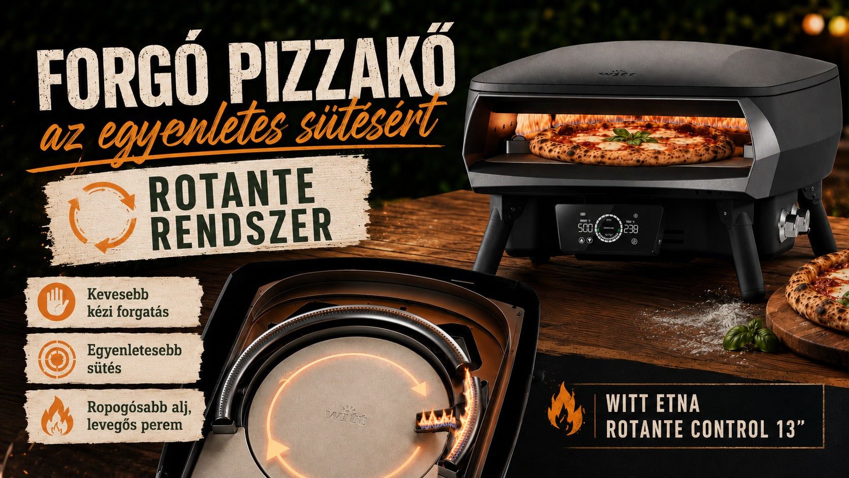 Witt Etna Rotante Control forgó cordierit pizzakő rendszer