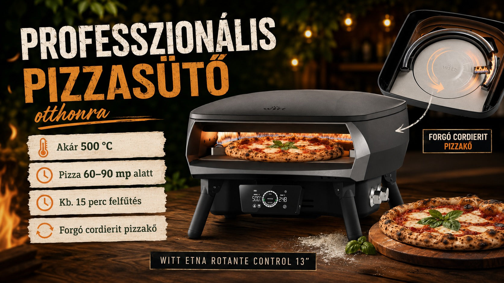 Witt Etna Rotante Control professzionális pizzasütő nápolyi pizzához